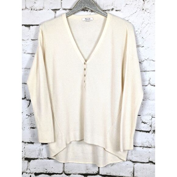 MADEWELL "Asherton" Waffle Henley Wool Alpaca Cozy Sweater Quiet Luxury Small - Picture 2 of 6